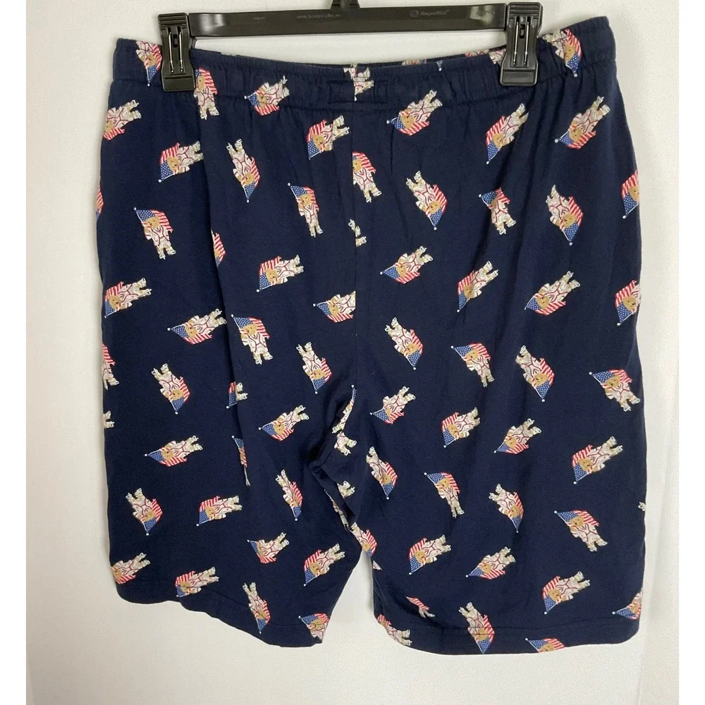 Polo Ralph Lauren Mens Navy Blue Polo Bear American Flag Sleep Shorts Medium